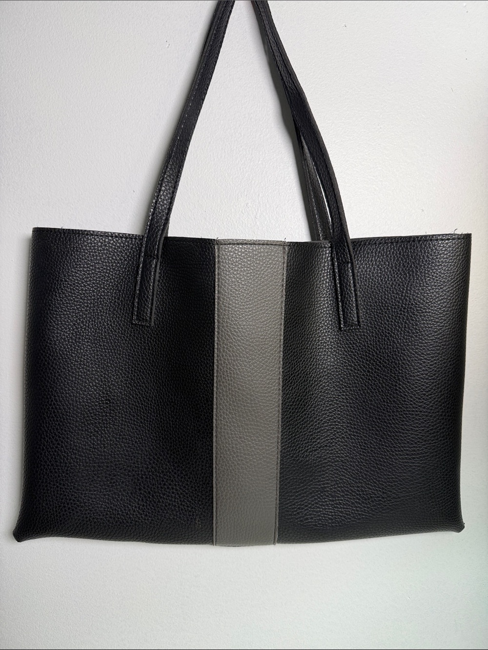 Vince Camuto Black Tote with Gray Center Panel